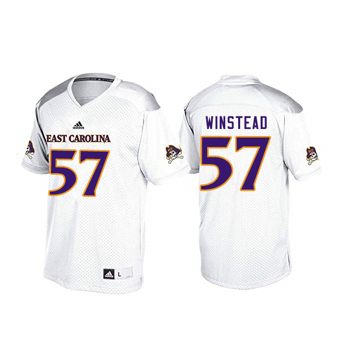 Men #57 Peyton Winstead ECU Pirates College Football Jerseys Sale-White - Click Image to Close